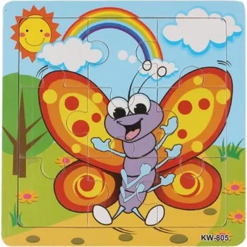 Dřevěná hračka Dětské puzzle - Zvířátka Motýl
