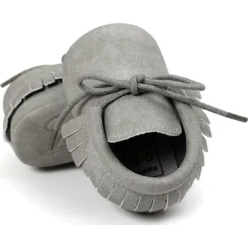 Dívčí bačkory Dětské kožené capáčky A479 šedá 12-18 měsíců