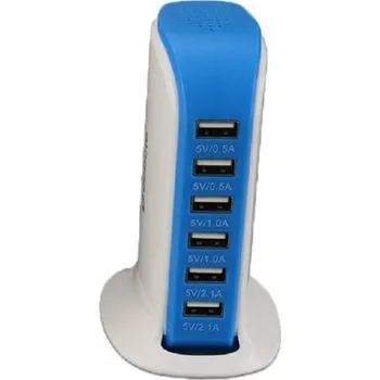 Nabíjecí stanice 6 USB portů K801 modrá