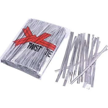 Metalické spony na sáčky 800 ks stříbrná 12 cm