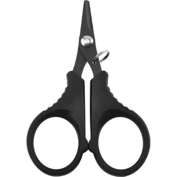Malé černé rybářské nůžky z nerezové oceli 9,5 cm Ostré nůžky na vlasec a šňůry Pevné rybářské nůžky s ergonomickou rukojetí Přesné a odolné nůžky na rybářské vybavení