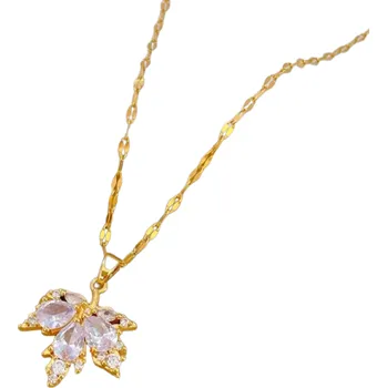 Šperk Dámská sada náhrdelník a náušnice ve tvaru listu