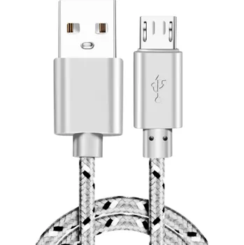 Datový kabel Rychlonabíjecí kabel USB A na Micro USB 3 m 2A nylonový pletený kabel pro telefon rychlé nabíjení a přenos dat nabíjecí kabel Micro USB bílá