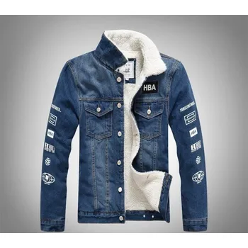 Pánská džínová bunda s kožíškem F1313 tmavě modrá XXS