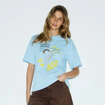 Reserved - Oversize tričko s potiskem - světle modrá - 361GU-50X - 361GU-50X-L