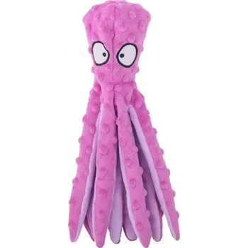 Hračka pro psa Pískací plyšová hračka pro psy 32×8 cm Chobotnice Interaktivní hračka se zvukem Odolná plyšová hračka pro žvýkání a aport růžová