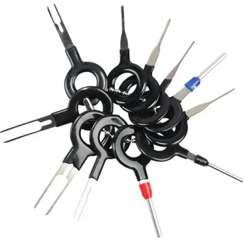 Autodílna Sada 11 ks nerezové nářadí na demontáž automobilových svorek Klipy a čalounění Ocelové páčidla pro opravy interiéru auta