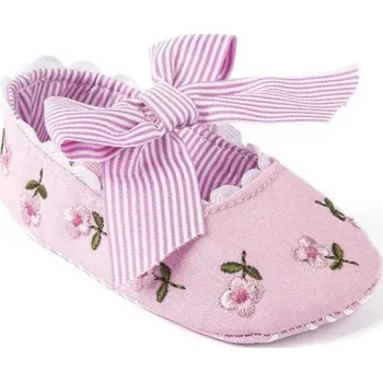 Dívčí obuv Dívčí baleríny se stuhou růžová 0-6 měsíců