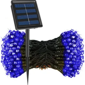 Noční světlo Venkovní LED řetěz 8 metrů se solárním panelem modrá