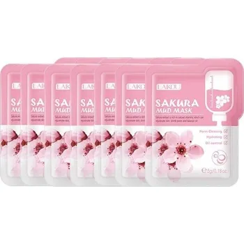 Pleťová maska Čistící bahenní maska s výtažkem ze sakury Hydratující bahenní maska proti mastnotě na obličeji Pleťová bahenní maska se sakurou na zmenšení pórů 7 ks