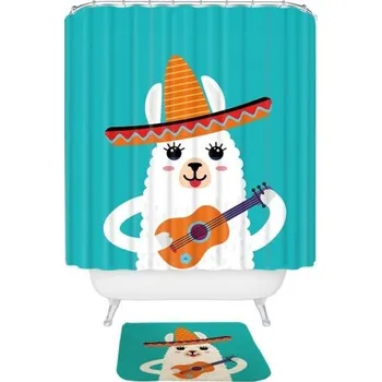 Sprchový závěs Sprchový závěs a předložka s lamou 2 ks S 3