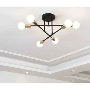 Moderní závěsný lustr ve tvaru A Nastavitelný design 6 světelných zdrojů Kovová konstrukce E27 objímka LED kompatibilní Osvětlení 8-12 m² černá