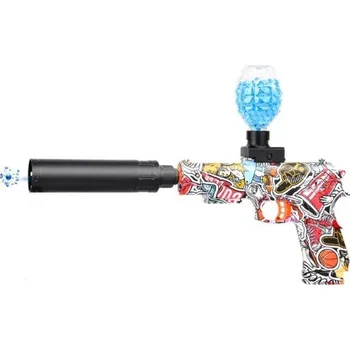 Dětská zbraň Elektrická dětská pistole na gelové kuličky Automatická hračka se zásobníkem Bezpečné gelové střelivo Ochranné brýle Akční zábava červená