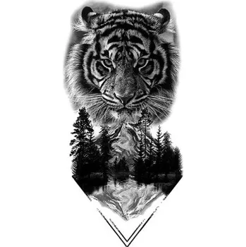 Odstranitelné tetování Dočasné vodotěsné tetování 11,5 x 21 cm Tygr, hora a jezero Realistický přírodní motiv Výdrž až 15 dní Snadná aplikace Tetování na tělo