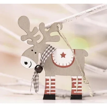 Vánoční dekorace Závěsný dřevěný sob 3