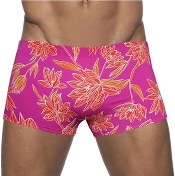 Pánské plavky Pánské plavky s květinami F1008 tmavě růžová M