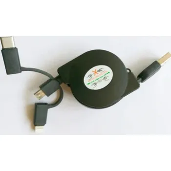 Datový kabel Navíjecí datový kabel USB na Micro USB / USB-C / Lightning černá