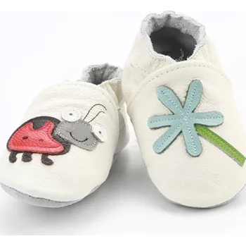 Dívčí bačkory Dětské kožené capáčky se zvířátky bílá 0-6 měsíců