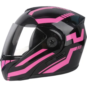 Motocyklové brýle Výklopná motocyklová helma s dvojitým hledím ABS skořepina Stříbrné vnější plexi Větrání Ochrana očí Bezpečná jízda na motorce růžová XL (61-62 cm)