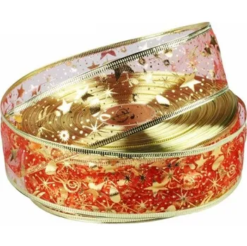 Balící papír Vánoční stuha organza 2 ks červená