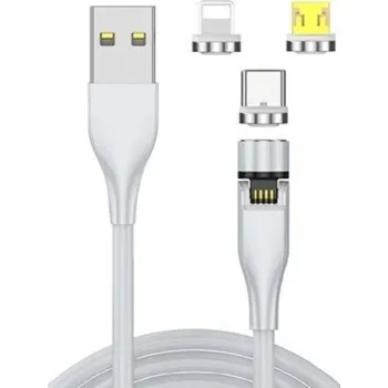 Datový kabel Magnetický USB kabel s rotačním konektorem K661 bílá 1 m