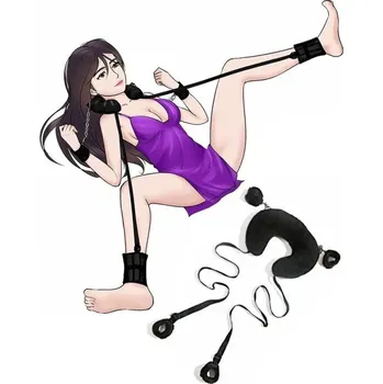 Vibrátor Textilní postroj s polštářem za krk, úchyty na pouta a popruhy s oky na nohy, nastavitelný suchý zip, diskrétní balení černá