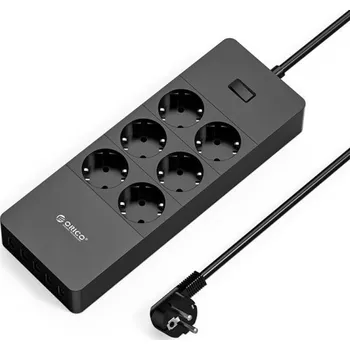 Elektrická zásuvka Prodlužovací přívod s vypínačem 6x zásuvka, 5x USB 1,5 m černá