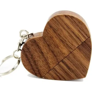 Ukládání dat USB flash disk dřevěné srdce hnědá 32GB