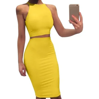 Dámské šaty Dvoudílné šaty Clorinda žlutá M