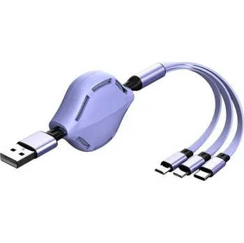 Datový kabel Navíjecí kabel USB 3v1 fialová