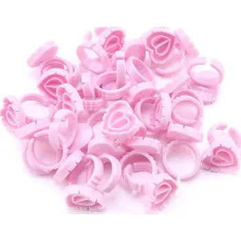 Lepidlo na řasy Prsten na lepidlo a řasy srdíčko 100 ks růžová