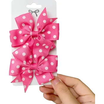 2 ks Sponky do vlasů Mašle s puntíky Roztomilé dětské sponky Stylové doplňky do vlasů Barevné sponky pro dívky Módní vlasové doplňky růžová