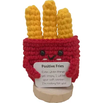 Háčkované hranolky s úsměvem Pro pozitivní energii Dekorativní hračka do interiéru Originální dárek Ruční výroba Veselý nápis