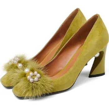 Dámské lodičky Luxusní dámské lodičky s ozdobou J1369 tmavě žlutá 37