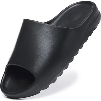 Pánské pantofle Černé protiskluzové pantofle s měkkou podrážkou Lehké pohodlné nazouváky na doma Jednoduchý minimalistický design Moderní domácí obuv 40-41