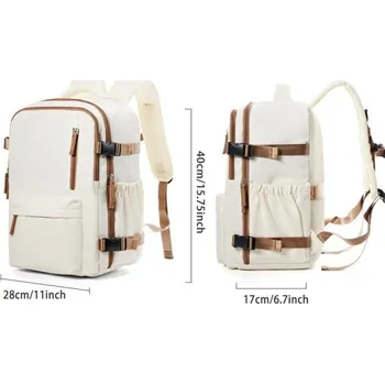 Sportovní batoh Voděodolný kabinový batoh 40 x 20 x 25 cm Příruční zavazadlo do letadla Dvojitý zip 2 boční kapsy Lehký cestovní batoh na výlety a dovolenou béžova