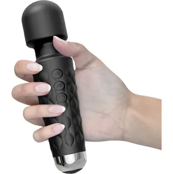 Vibrátor Voděodolná silikonová masážní hlavice Magic Wand vibrátor s 20 rychlostmi 4 stupni intenzity a 360° polohovatelnou hlavicí diskrétní balení černá