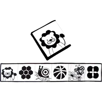 Dřevěná hračka Textilní černobílá knížka pro miminka 81 x 15 cm