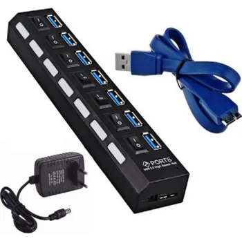 USB hub Přenosný vysokorychlostní 7 portový HUB pro J1581 černá