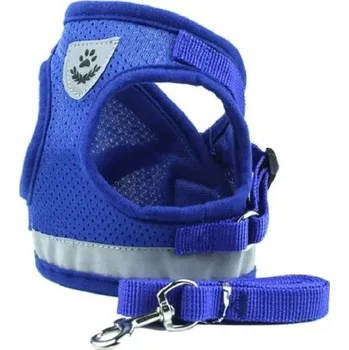 Obojek pro psa Reflexní bezpečnostní postroj pro psy s vodítkem Vesta pro malé psy a štěňata Hrudní prodyšný postroj pro psy 7,5 - 10 kg modrá