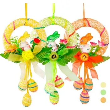 Velikonoční dekorace Velikonoční věnec se zajíčky zelená