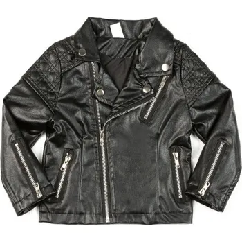 Luxusní dívčí bunda z umělé kůže - Černá 4