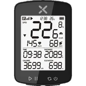 Sporttester Bezdrátový GPS cyklotachometr 7 x 4,8 x 2 cm LCD 2,2" Vodotěsný IPX7 Kalorie Srdeční tep Aplikace USB-C 28h výdrž Výškoměr Teploměr