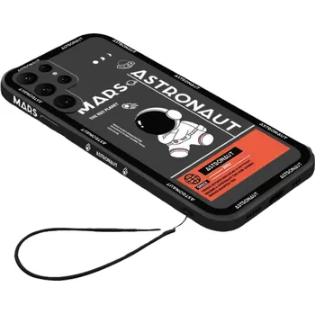 Pouzdro na mobilní telefon Ochranný kryt s motivem astronauta s poutkem na Samsung Galaxy S23 Ultra černá