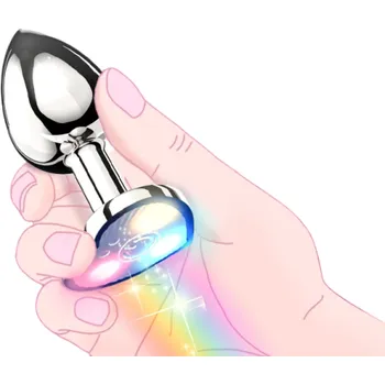 Vibrátor Elektrický vibrační kovový anální kolík vel L se srdíčkem s ovládáním přes aplikaci pro smyslnou stimulaci a vzrušující hry Diskrétní balení