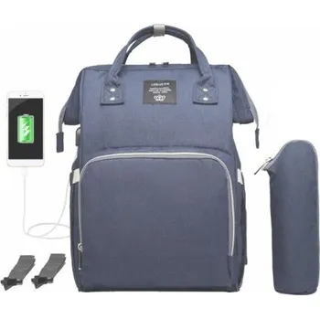 Přebalovací taška Přebalovací batoh s USB portem tmavě modrá