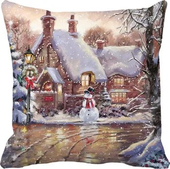 Vánoce Vánoční povlak na polštář sněhulák 1