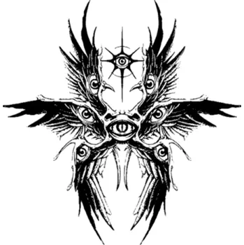 Odstranitelné tetování Dočasné vodotěsné tetování Křídla Ilumináti Osmicípá hvězda 10 x 10 cm Magické temné tetování Stylová tetovačka Moderní mystický design
