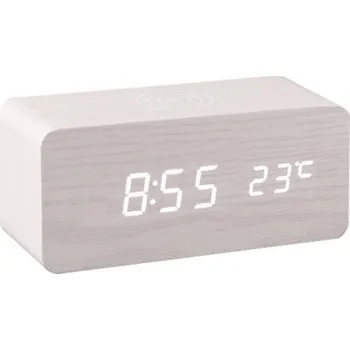 Hodiny Digitální hodiny s bezdrátovou nabíječkou slonová kost