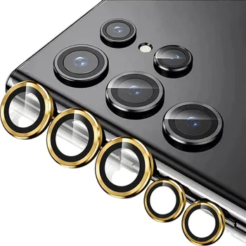 Pouzdro na mobilní telefon Ochranné sklo na čočky fotoaparátu pro Samsung Galaxy S23 zlatá